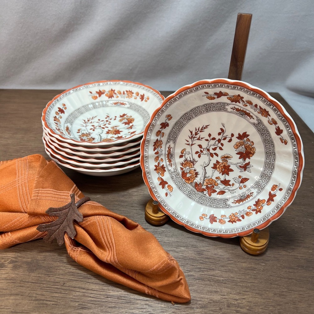 Spode Indian Tree Rust Orange Coupe Cereal Bowl 6.25" Factory Seconds
